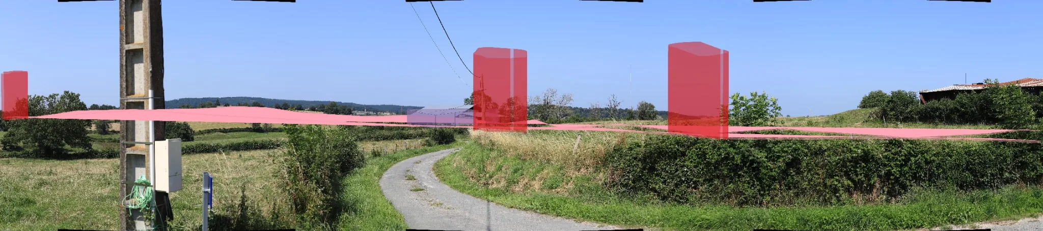 QCALVIEW perspective with mapped project elements projected over a panorama