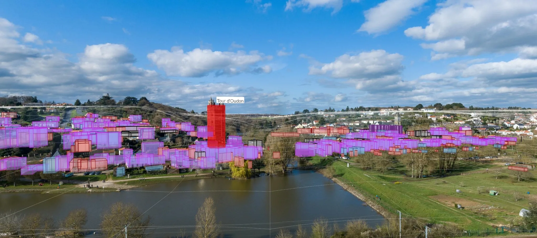 QCALVIEW visual simulation example with projected buildings