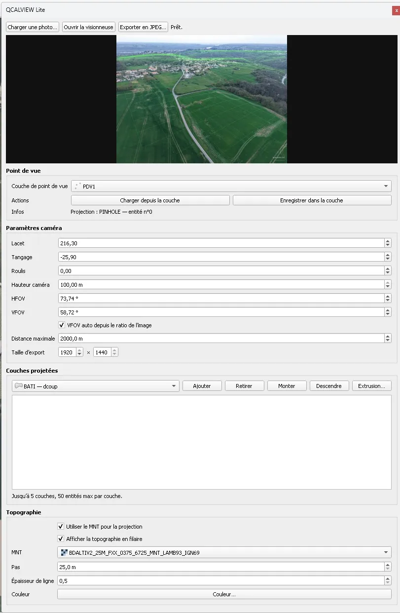 QCALVIEW interface inside QGIS